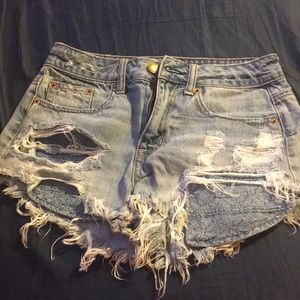 High waisted jean shorts